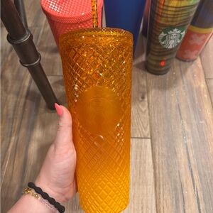 Starbucks Orange Diamond Textured Tumbler